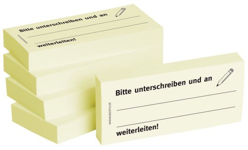 Bedruckte Haftnotizen - Text: Bitte unterschreiben und an, weiterleiten von BIZSTIX