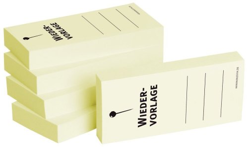 Bedruckte Haftnotizen - Text: Wiedervorlage Ausführung Wiedervorlage Größe (B x H) 75 x 35 mm Inhalt 5 x 100 Blatt von BIZSTIX