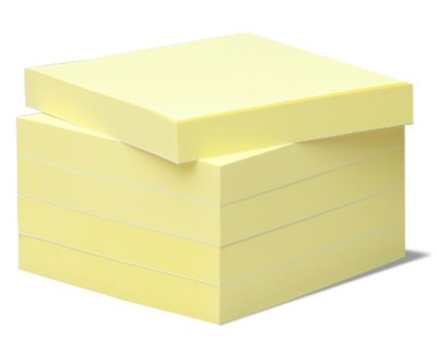 Haftnotizen BIZSTIX® Office -vanille- farbig, 5 Blöcke je 100 Blatt, 75 x 75 mm, 80 g/m² Offset pastellgelb von BIZSTIX