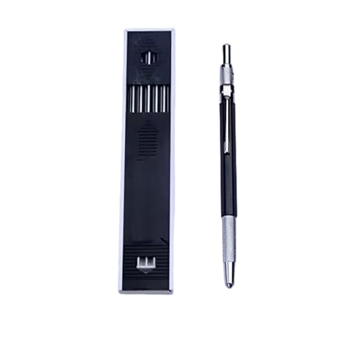 BJH HB Bleistift Druckbleistift mit 10 Stück Pencil Nachfüllungen, für Entwurfszeichnung, Tischler, Basteln, Art Skizzieren 2.0mm (Schwarz) von BJH