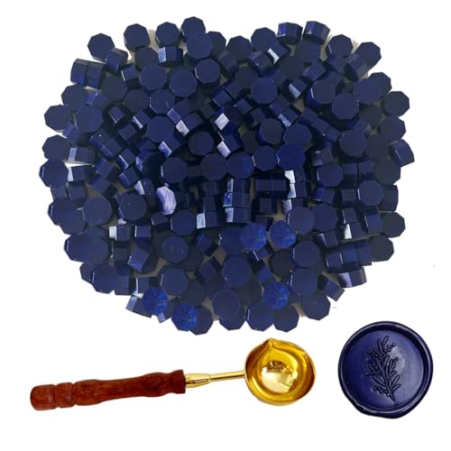 BJOYEE 200 Stück Siegelwachs Blau, Siegelwachs Perlen mit 1 Schmelzlöffel, achteckiges Wachssiegel-Set für Stempel, für Einladungen/Umschläge/Karten/Weinpakete/Geschenkverpackungen BJOYEE 200 Stück Siegelwachs Blau, Siegelwachs Perlen mit 1 Schmelzlöffel, achteckiges Wachssiegel-Set für Stempel, für Einladungen/Umschläge/Karten/Weinpakete/Geschenkverpackungen von BJOYEE