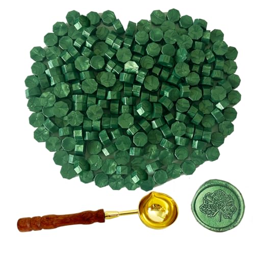 BJOYEE 400 Stück Siegelwachs Grün, Siegelwachs Perlen mit 1 Schmelzlöffel, achteckiges Wachssiegel-Set für Stempel, für Einladungen/Umschläge/Karten/Weinpakete/Geschenkverpackungen BJOYEE 400 Stück Siegelwachs Grün, Siegelwachs Perlen mit 1 Schmelzlöffel, achteckiges Wachssiegel-Set für Stempel, für Einladungen/Umschläge/Karten/Weinpakete/Geschenkverpackungen von BJOYEE