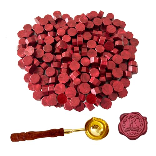 BJOYEE 400 Stück Siegelwachs Rot, Siegelwachs Perlen mit 1 Schmelzlöffel, achteckiges Wachssiegel-Set für Stempel, für Einladungen/Umschläge/Karten/Weinpakete/Geschenkverpackungen BJOYEE 400 Stück Siegelwachs Rot, Siegelwachs Perlen mit 1 Schmelzlöffel, achteckiges Wachssiegel-Set für Stempel, für Einladungen/Umschläge/Karten/Weinpakete/Geschenkverpackungen von BJOYEE