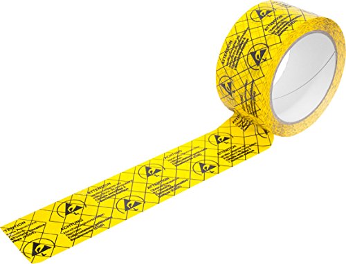 BJZ Antistatisches PP-Klebeband, dreisprachigem Warnhinweis leitfähig bedruckt mit ESD-Symbol, gelb von BJZ