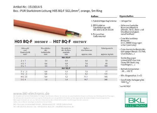 BKL Electronic 1513014-5 Starkstromkabel H05BQ-F 5G 1mm² Orange 5m von BKL Electronic