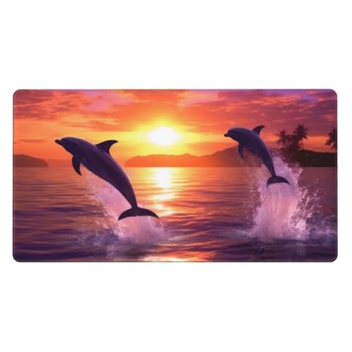Großes Mauspad, Motiv: Sonnenuntergang Delfine, Gaming-Mauspad, 40 cm x 75 cm x 0,3 cm, rutschfeste Gummi-Schreibtischunterlage für Gaming und Büro Großes Mauspad, Motiv: Sonnenuntergang Delfine, Gaming-Mauspad, 40 cm x 75 cm x 0,3 cm, rutschfeste Gummi-Schreibtischunterlage für Gaming und Büro von BKTRAVERPT