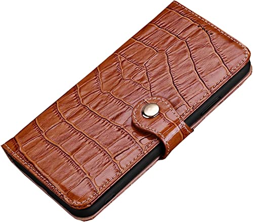 BKUANE Krokodil-Textur Leder Flip Handyhülle, für Apple iPhone 14 Pro Max Folio Standfunktion Handyhülle Brieftasche Kartenhalter (Farbe: Braun) von BKUANE