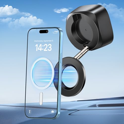 BKXCHA Handyhalterung Auto Magnet für MagSafe [Super Elektro Saugnapf] Handy Halterung Auto Elektrische Vakuum-Magnetische, Klappbarer Halter für Armaturenbrett mit Saugfuß für iPhone 16/15/14/13 von BKXCHA