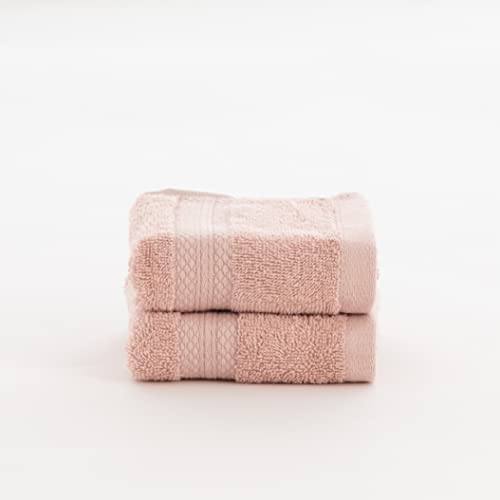 BELUM | Packung mit 2 Handtüchern, 100% gekämmte Baumwolle, 650 g, Hellrosa, 30 x 50, schnell trocknend, Handtücher aus Baumwolle, sehr saugfähig von BL BELUM