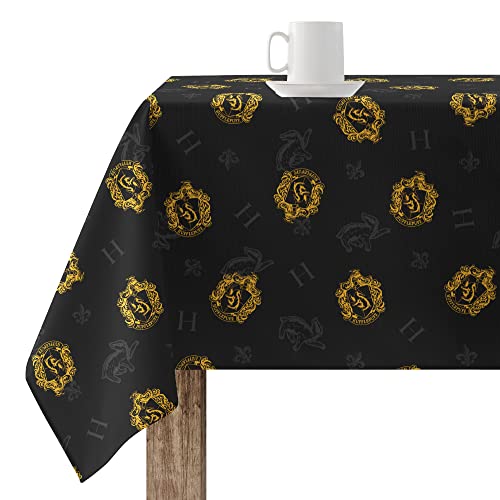 BELUM Tischdecke, 200 x 140 cm, Harry Potter, harzbeschichtet, schmutzabweisend, Modell Hufflepuff Shield Black von BL BELUM