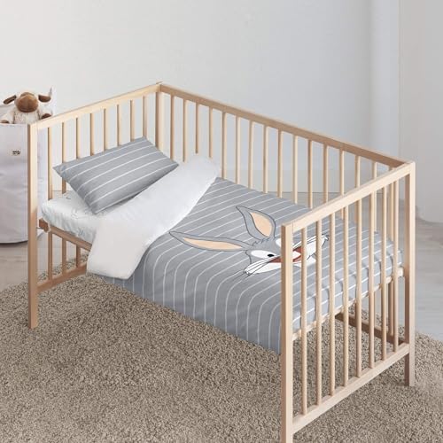 Belum Bettbezug Looney Tunes | Bettbezug Modell Bugs Bunny | Bettbezug mit Knöpfen | Bettbezug aus 100% Baumwolle | Bettbezug für Kinderbett (115 x 145 cm) von BL BELUM