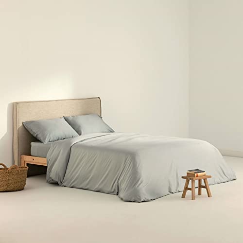 Belum Bettbezug Satin, Fadenzahl 300, für Betten mit 180 cm Breite, Maße: 260 x 240 cm, Farbe: Ultimate Grey | Satin-Bettbezug mit verdeckten Knöpfen. von BL BELUM
