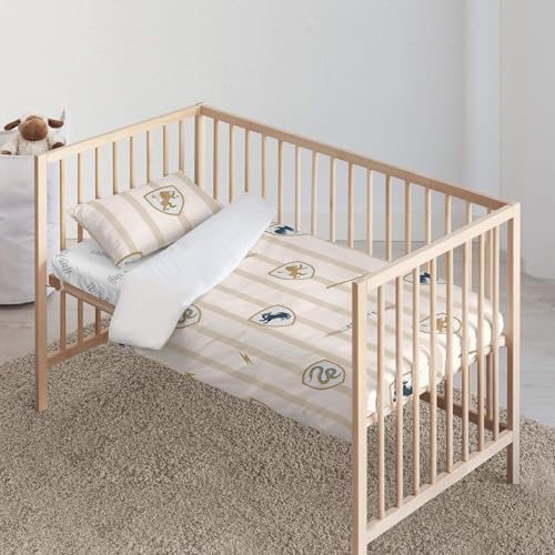 Belum | Bettbezug mit Knöpfen, 100% Baumwolle, Modell Hogwarts Classic für Babybett 115 (115 x 145 cm); Bettbezug, leicht und bequem, offizielles Lizenzprodukt von BL BELUM