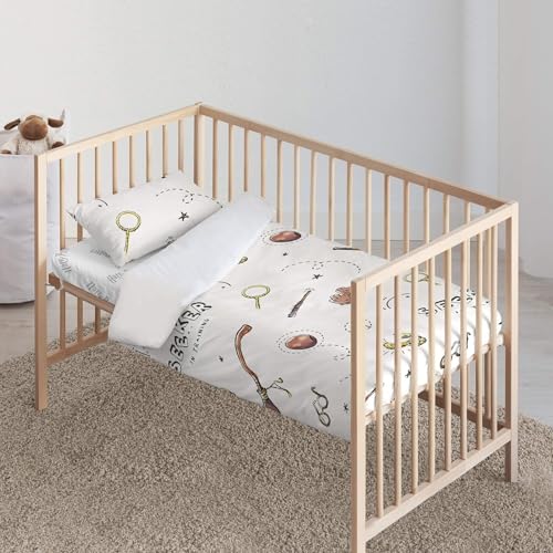 Belum Bettbezug mit Knöpfen, 100% Baumwolle, Modell Quidditch Child für Babybett (155 x 145 cm), Leichter und bequemer Bettbezug, offizielles Lizenzprodukt von BL BELUM