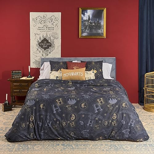 Belum Harry Potter Bettbezug aus Microsatin für 105 cm breites Bett – Maße: (180 x 220 cm) – Modell: Hpotter Gold von BL BELUM