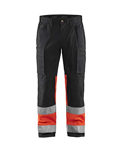 Blaklader 155118119955C46 Arbeitshose mit Stretch, Schwarz/High Vis Rot, Größe C46 von BLÅKLÄDER