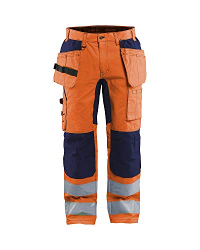 Blaklader 155218115389C60 Arbeitshose mit Stretch, High Vis Orange/Marineblau, Größe C60 von BLÅKLÄDER