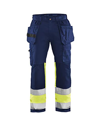 Blaklader 155818118933C44 High Vis Arbeitshose mit Stretch, Marineblau/Gelb, Größe C44 von BLÅKLÄDER