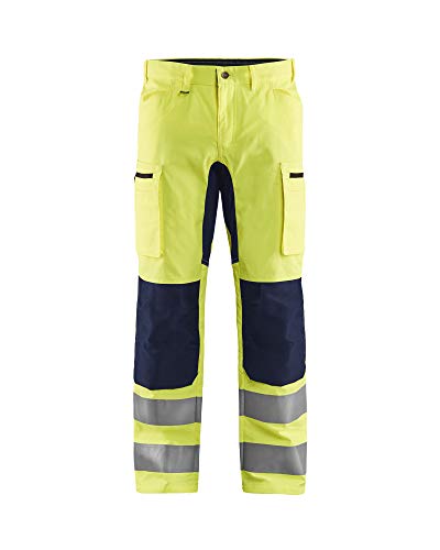 Blaklader 158518113389C144 Arbeitshose mit Stretch, High Vis Gelb/Marineblau, Größe C144 von BLÅKLÄDER