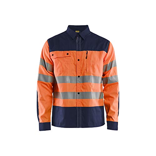 Blaklader 325518175389XL Hi-Vis Arbeitshemd, High Vis Orange/Marineblau, Größe XL von BLÅKLÄDER