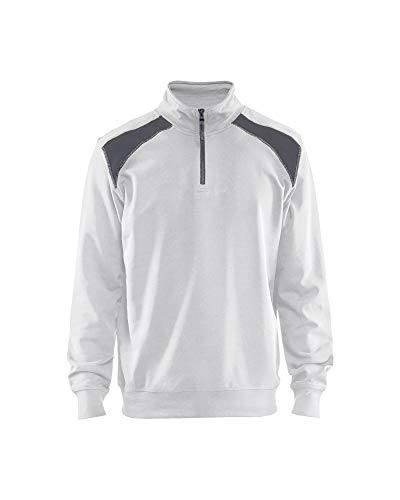 Blaklader 335311581094XS Sweater mit Half-Zip 2-Farbig, Weiß/Grau, Größe XS von BLÅKLÄDER