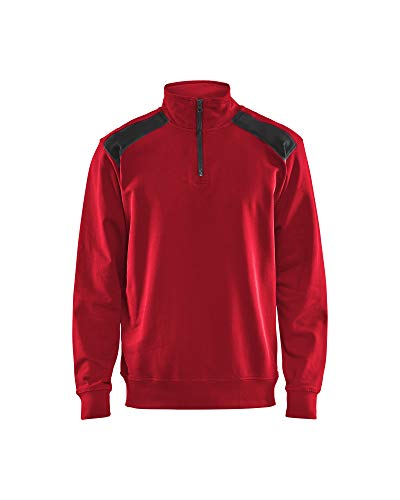 Blaklader 335311585699XS Sweater mit Half-Zip 2-Farbig, Rot/Schwarz, Größe XS von BLÅKLÄDER
