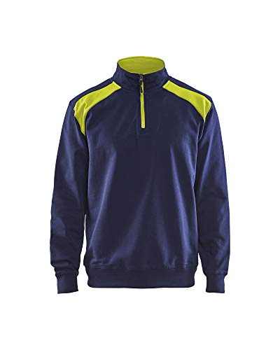 Blaklader 335311588933XS Sweater mit Half-Zip 2-Farbig, Marineblau/Gelb, Größe XS von BLÅKLÄDER
