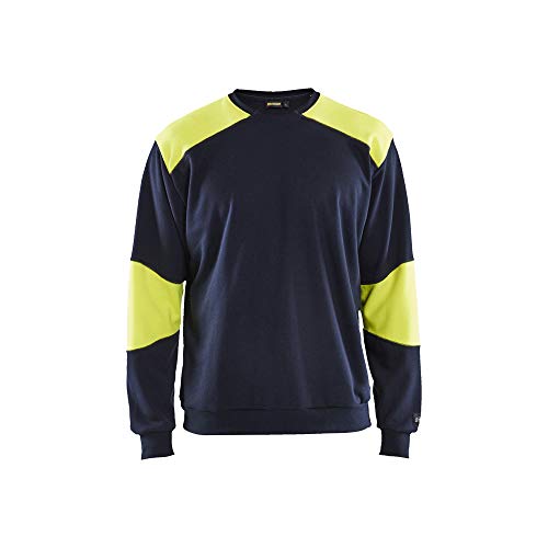 Blaklader 3458176089334XL Schwer Flammschutz Sweatshirt, Marineblau/Gelb, Größe 4XL von BLÅKLÄDER