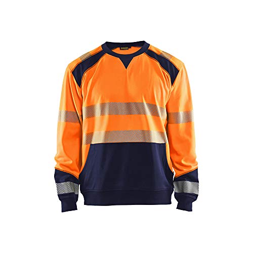 Blaklader 354125285389S Sweatshirt, High Vis Orange/Marineblau, Größe S von BLÅKLÄDER