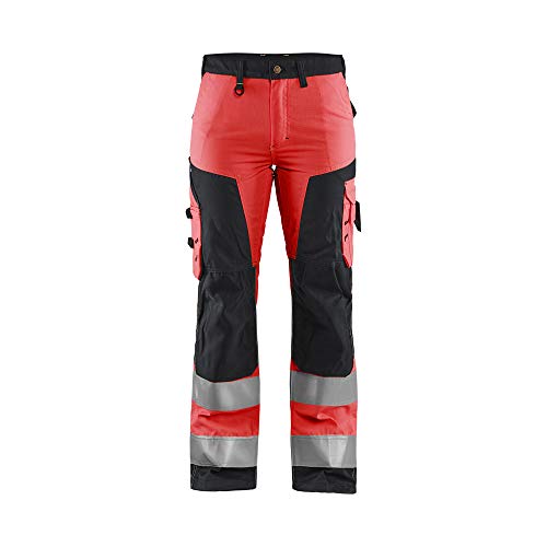 Blaklader 715518115599D21 Damen Arbeitshose ohne Werkzeugtaschen, High Vis Rot/Schwarz, Größe D21 von BLÅKLÄDER