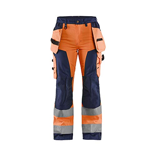 Blaklader 715618115349D19 Damen Arbeitshose mit Werkzeugtaschen, Orange/Grün, Größe D19 von BLÅKLÄDER