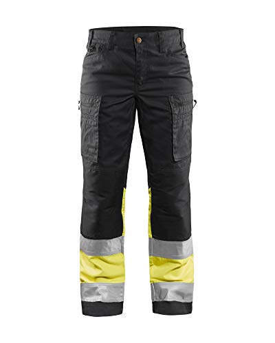 Blaklader 716118118933D25 Damen High Vis Arbeitshose mit Stretch, Marineblau/Gelb, Größe D25 von BLÅKLÄDER