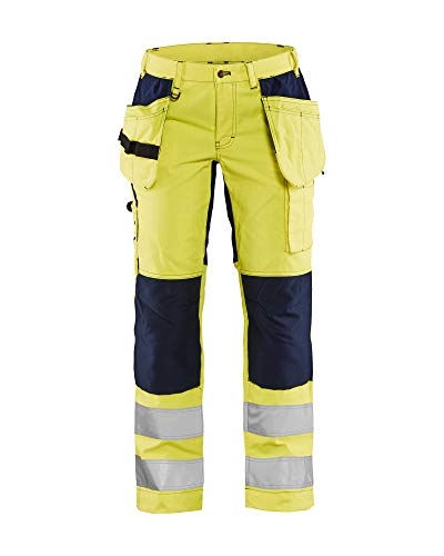 Blaklader 716318113389C42 Damen High Vis Arbeitshose mit Stretch, Gelb/Marine, Größe C42 von BLÅKLÄDER