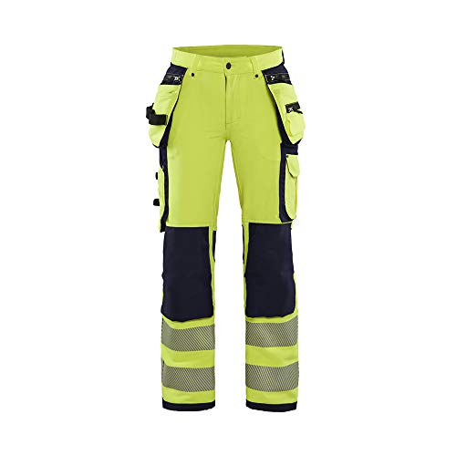 Blaklader 719716423389C34 Damen 4-Wege Stretch Hi-Vis Hose, High Vis Gelb/Marineblau, Größe C34 von BLÅKLÄDER