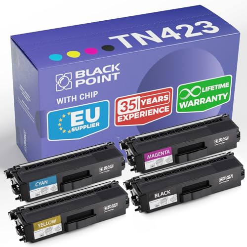 BLACK POINT Premium-Toner 4er Set Kompatibel zu TN423 TN421 TN-423BK TN-423C TN-423M TN-423Y TN-421BK TN423BK für Brother MFC-L8690CDW MFC-L8900CDW DCP-L8410CDW HL-L8260CDW HL-L8360CDW DCP-L8410CDN von BLACK POINT