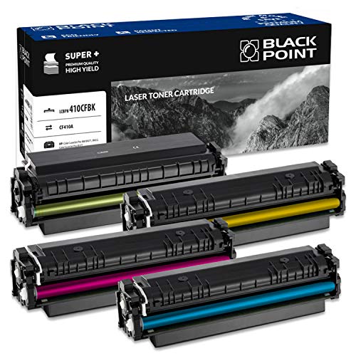 BLACK POINT Toner 4er Set Kompatibel zu HP 410A 10% mehr Effizienz CF410A CF411A CF412A CF413A für HP Color Laserjet Pro M377dw; Pro 400: M477fdn, M477fdw, M477fnw, M452dn, M452nw von BLACK POINT