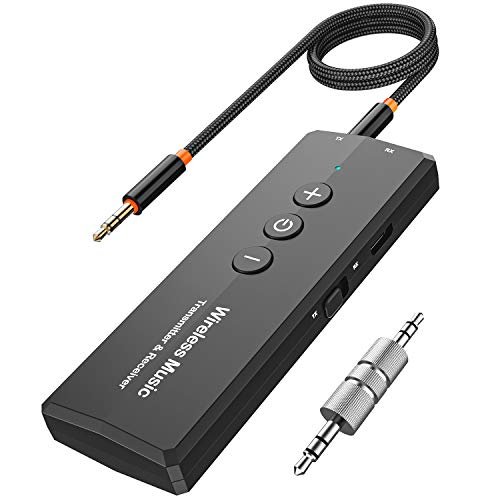 Bluetooth Transmitter Empfänger, 2 in 1 Kabelloser Audio Adapter für Auto mit 300mAh Akku und 3.5mm AUX Buchse, Receiver für Lautsprecher, Verstärker, Kopfhörer, Sender für TV, PC Bluetooth Transmitter Empfänger, 2 in 1 Kabelloser Audio Adapter für Auto mit 300mAh Akku und 3.5mm AUX Buchse, Receiver für Lautsprecher, Verstärker, Kopfhörer, Sender für TV, PC von BLACKHORSE