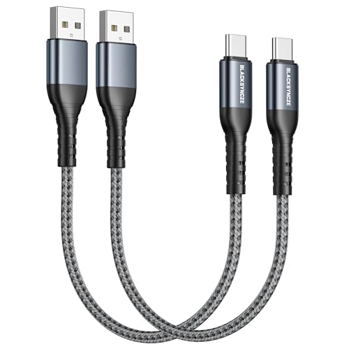 BLACKSYNCZE USB C Kabel Kurz 3.1A 2Stück 0.3M Schnellladung, USB Typ C Ladekabel Nylon Geflochten USB C Schnellladekabel für Samsung Galaxy S23 S22 S21 S10 S9, Note 20 10, Huawei P50 P40, Pixel 7 von BLACKSYNCZE