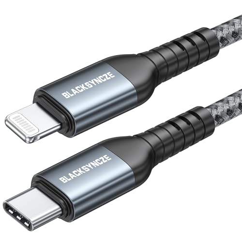 BLACKSYNCZE USB C auf Lightning Kabel, [MFi Zertifiziert] 1M USB C iPhone Ladekabel Power Delivery Nylon USB Typ C Lightning Ladekabel für iPhone 14 13 12 11 Pro Max 13 12 Mini XR XS X 8 Plus SE 2020 von BLACKSYNCZE