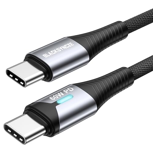 BLACKSYNCZE USB C Kabel, 60W [2M] Ladekabel PD 20V/3A Schnellladekabel für iPhone 15/15 Pro Max, Samsung Galaxy S24/S23, MacBook Air, Pad Pro Air, Huawei, Pixel 7 von BLACKSYNCZE