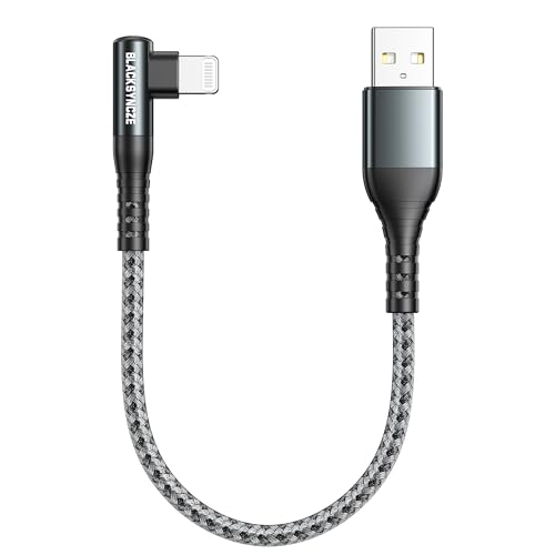 BLACKSYNCZE iPhone Ladekabel Kurz 0.3M, Lightning Kabel [MFi Zertifiziert] iPhone Schnellladekabel Nylon 90 Grad iPhone Kabel für iPhone 14 13 12 11 Pro Max Mini XR XS X 8 7 6s Plus 6 5s 5 SE 2020 von BLACKSYNCZE