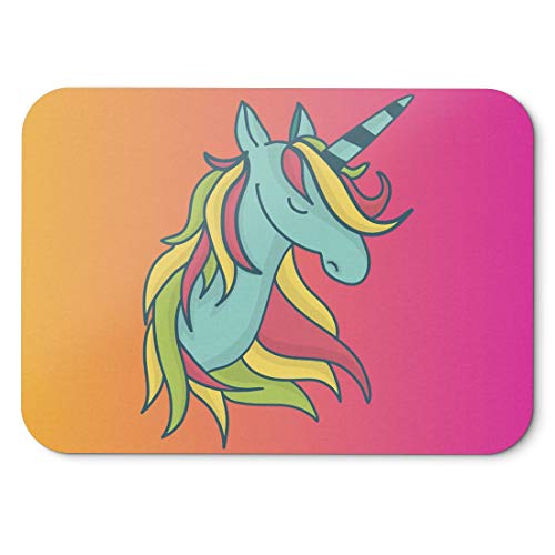 BLAK TEE Fabulous and Fancy Unicorn Head Mouse Pad 18 x 22 cm in 3 Colours Pink Yellow von BLAK TEE