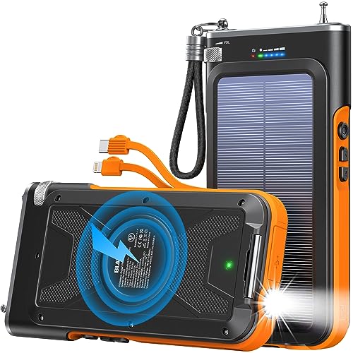 BLAVOR Powerbank Solar 20000 mAh PD 15W QC3.0 Schnellladung,kabelloses Ladegerät mit Solarladepanel. solar ladegerät für Handy, Tablette und mehr Powerbank Outdoor von BLAVOR