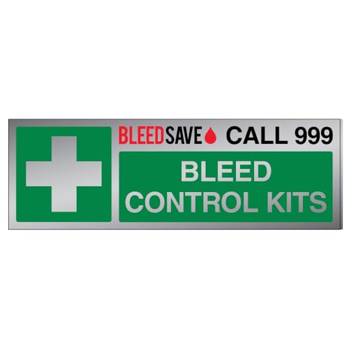 Bleedsave Bleed Control Kit – Call 999 – Querformat, 300 x 100 mm, 3 mm dickes Sicherheitsschild aus gebürstetem Aluminium-Verbundwerkstoff Bleedsave Bleed Control Kit – Call 999 – Querformat, 300 x 100 mm, 3 mm dickes Sicherheitsschild aus gebürstetem Aluminium-Verbundwerkstoff von BLEEDSAVE