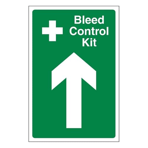 Bleedsave Bleed Control Kit Pfeil nach oben, 300 x 400 mm, selbstklebendes Vinyl-Sicherheitsschild von BLEEDSAVE