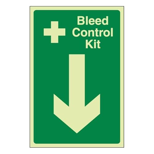 Bleedsave Bleed Control Kit Pfeil nach unten, selbstklebend, Vinyl, leuchtet im Dunkeln, 300 x 400 mm von BLEEDSAVE