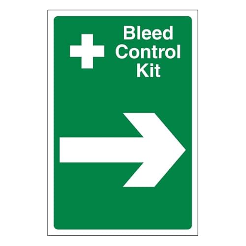 Bleedsave Bleed Control Kit Pfeil rechts, 300 x 400 mm, selbstklebendes Vinyl-Sicherheitsschild von BLEEDSAVE