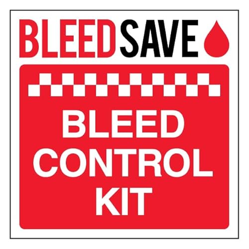 Bleedsave Bleed Control Kit – Quadratisch 200 x 200 mm – selbstklebendes Vinyl-Sicherheitsschild von BLEEDSAVE