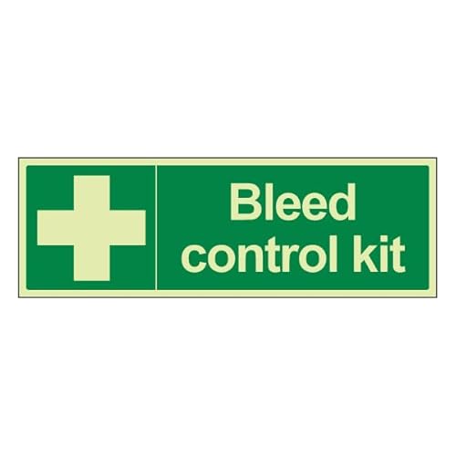 Bleedsave Bleed Control Kit – Querformat, 450 x 150 mm, selbstklebendes Vinyl-Sicherheitsschild von BLEEDSAVE