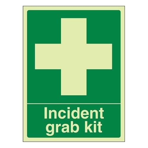 Bleedsave Incident Grab Kit – Hochformat, 150 x 200 mm, leuchtet im Dunkeln, selbstklebendes Vinyl-Sicherheitsschild von BLEEDSAVE
